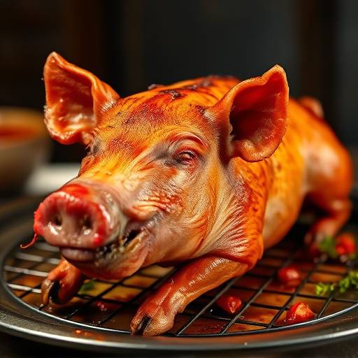 Cochinillo Asado: Cochinillo asado crujiente con piel dorada.