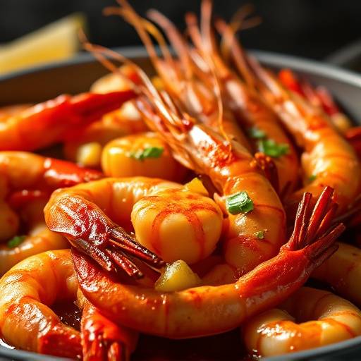 Gambas al Ajillo: Gambas salteadas con ajo, aceite de oliva y guindilla.