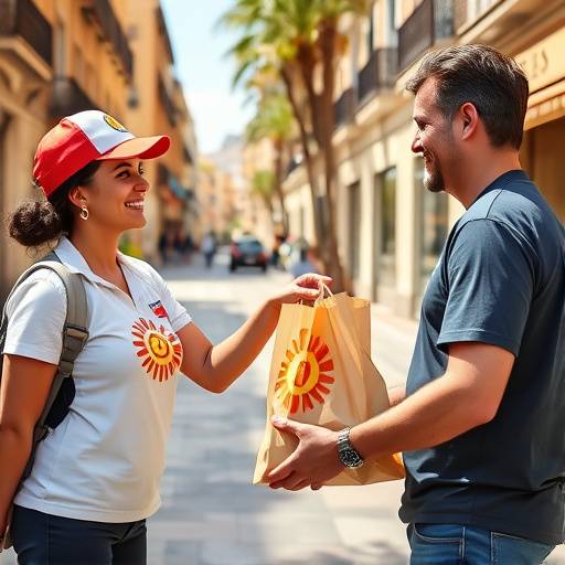 Repartidor de Sabores del Sol entregando un pedido a un cliente en Valencia