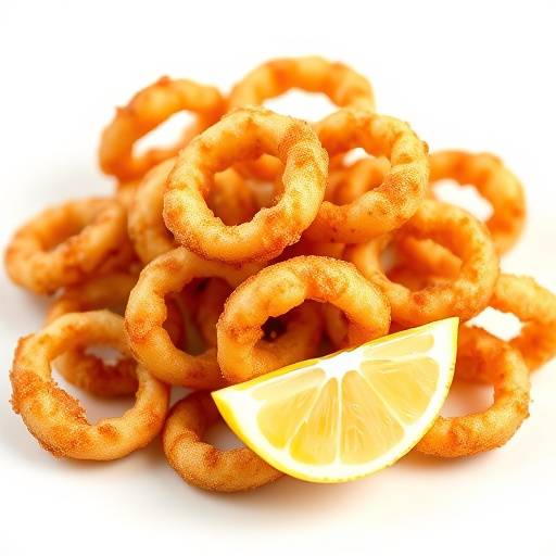 Un plato de calamares a la romana crujientes.